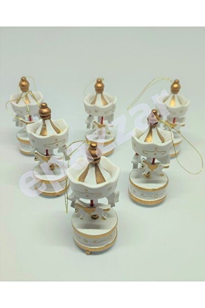 epazzar 12 قطعة خشبية صغيرة كاروسيل الحنين اليدوية الزخرفية كاروسيل 12 قطعة زخرفة كريم