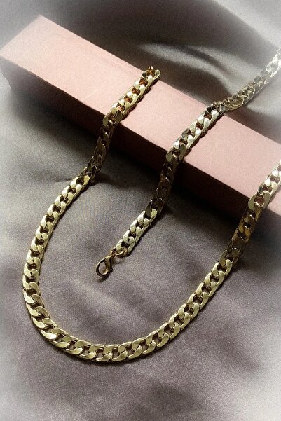 UBUH SHOP Kalın Gurmet Model Gold Unisex Çelik Kolye + Bileklik Seti Kombini