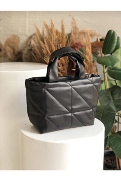 ikosga Çift Saplı Omuz Askılı Kapitone Siyah Çanta En:28 Cm Boy:21 Cm Küçük boy