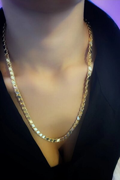 UBUH SHOP Kuyumcu Model Pullu Arpa Zincir 60 Cm Kadın Çelik Kolye