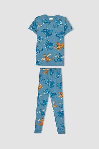 DeFacto Set de pijamale cu maneci scurte cu model pentru baieti