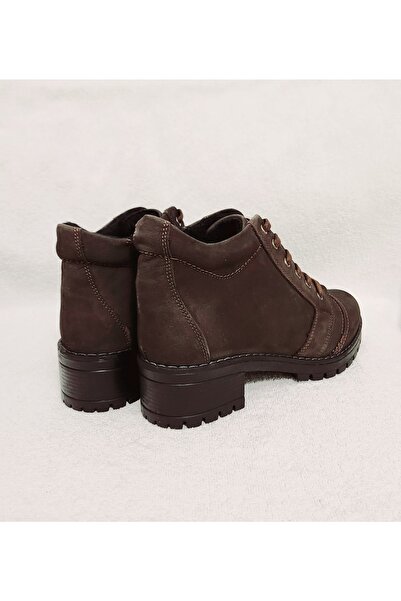 DUFAS Hakiki Nubuk Deri Kadın Koyu Kahverengi Bot