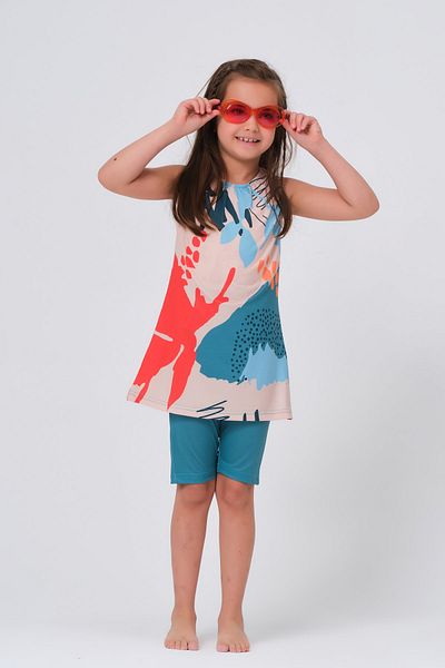 ALFASA Patterned Children's Swimsuit - Zero Sleeve Model