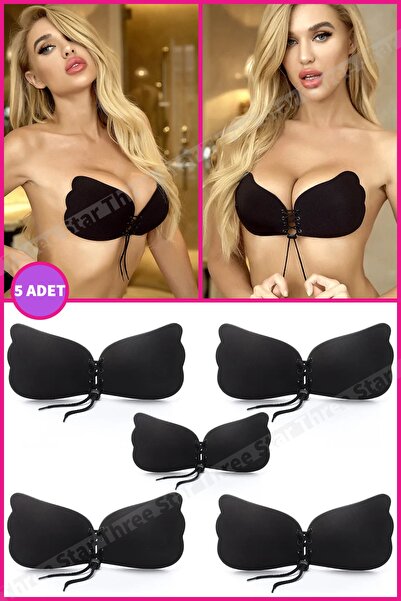 Three Star 5 τεμάχια αυτοκόλλητο σουτιέν σε μαύρο χρώμα, που ενισχύει και συγ...