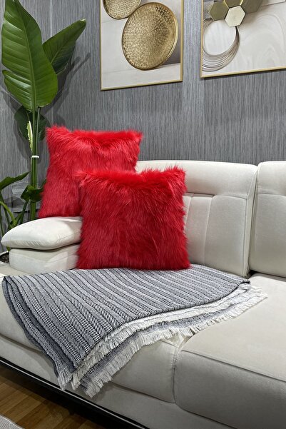 Paris Life غطاء وسادة قطيفة من القماش الفاخر المستورد - أحمر