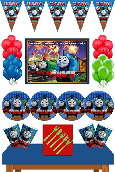 Parti Furyası Thomas And Friends Mega Size 70x100 Cm Banner Birthday Concept Banner 16 Person Thomas And Back