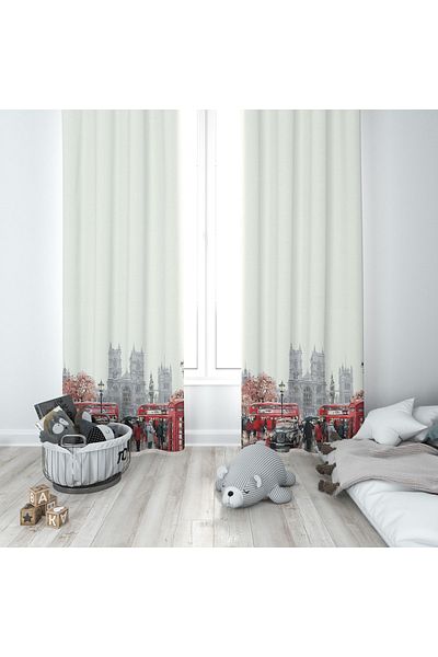 Şen Dekorasyon London Background Curtain