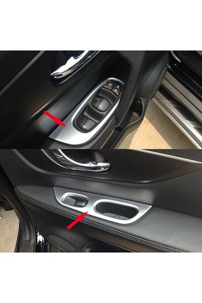 Dekis Garaj Compatible for X-Trail 2014-2017 Silver Door Armrest Button Trim -