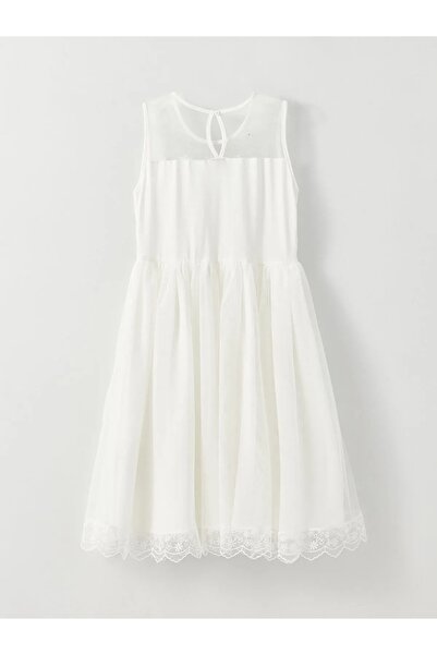 DijitalHat Dziecięca sukienka z okrągłym dekoltem i szczegółową koronką