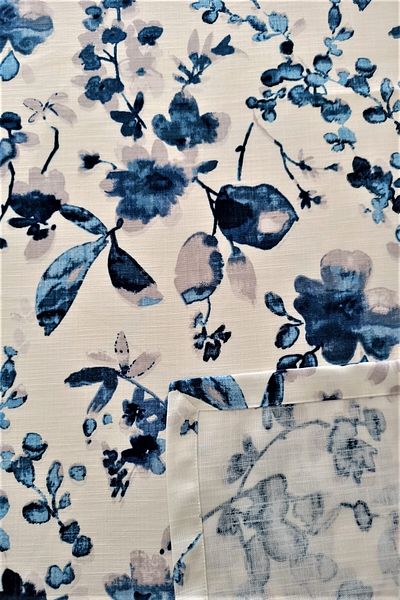 eno concept Linen Textured Premium Quality Stain Resistant White Patterned Tablecloth