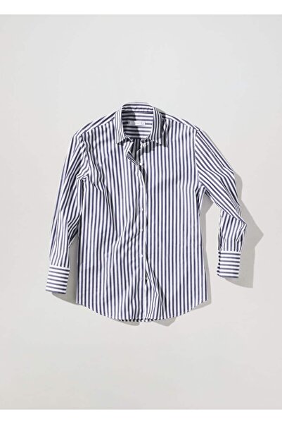 MANGO Woman Regular Fit Çizgili Poplin Gömlek