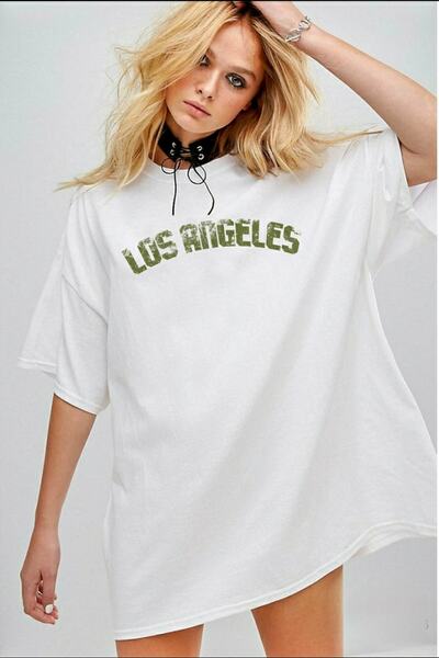 machiavelli تيشيرت أبيض كبير الحجم مطبوع من لوس أنجلوس