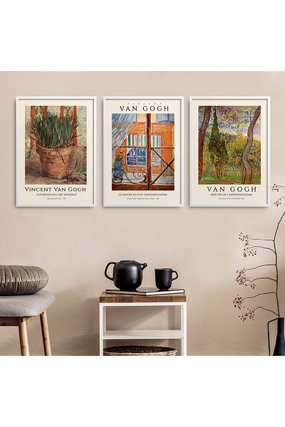 HOMEPACK Σετ ζωγραφικής 3 τεμαχίων Vincent Van Gogh με λευκό πλαστικοποιημένο πλαίσιο Hpn100