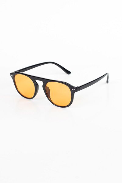 Head Of Bee Coconut Black Orange Glass Round Unisex Sunglasses