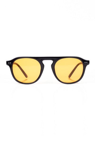 Head Of Bee Coconut Black Orange Glass Round Unisex Sunglasses