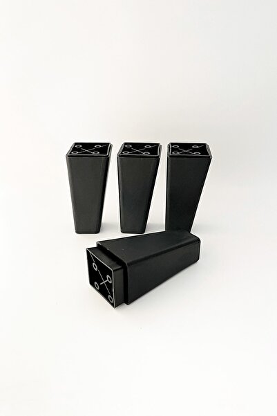 Atlas Shop Plastik Köşeli Konik Mobilya & Koltuk Ayağı Mat Siyah 14cm. (4 Adet)