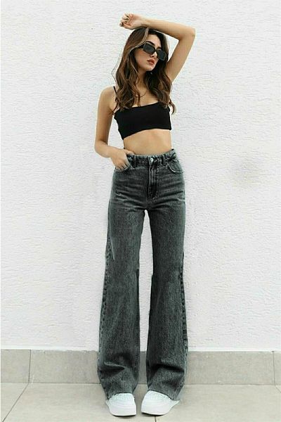 LİMABEL Santa 90's Fadeless Smoked Palazzo Wideleg Jean Γυναικεία Power Lycra Γυναικεία Ψηλή Μέση