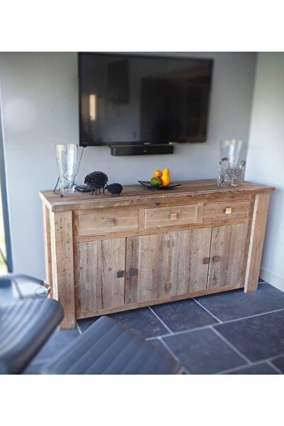 BUDAK AHŞAP MOBİLYA Masif Ahşap Konsol Tv Ünitesi Çok Amaçlı Dolap