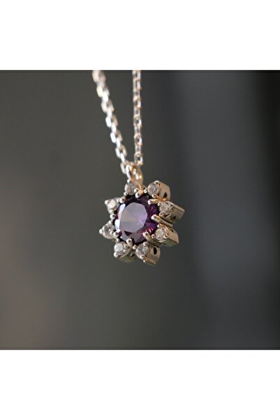 Moko Art Design Ametist Ve Mozanit Taşlı 925 Gümüş Güneş Kolye