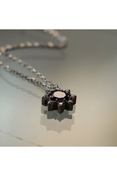 Moko Art Design Ametist Ve Mozanit Taşlı 925 Gümüş Güneş Kolye