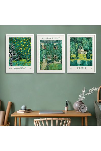 HOMEPACK Σετ ζωγραφικής Gustav Klimt 3 τεμαχίων με λευκό πλαστικοποιημένο πλαίσιο Hpn101