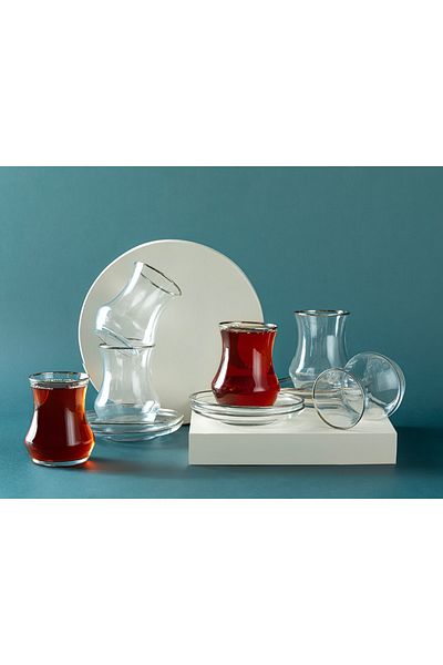 English Home Oslo Glass 6-Piece Tea Set 170 ml Silver