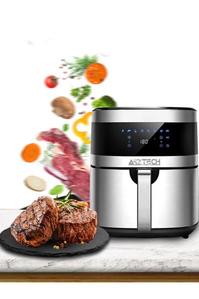 ARZTECH Airfryer Xxl 6.5 Lt Hediye 3 Şisli Çelik Izgara