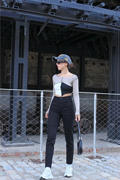 DRC trend Nina Negru Talie Înaltă Mom Jeans Iubit