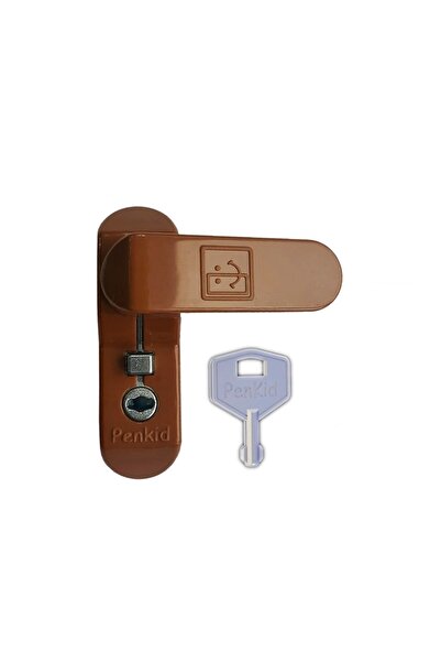 Penkid Pvc Çocuk Emniyet Hırsız Güvenlik Kilidi Düğmeli Anahtarlı Açık Kahverengi