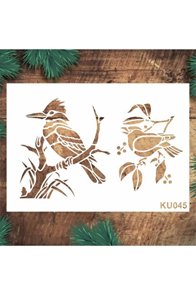 STENCİLTASARIM Stencil Tasarım Ku045 Kuşlar - Dekoratif Duvar, Eşya, Fayans,k...