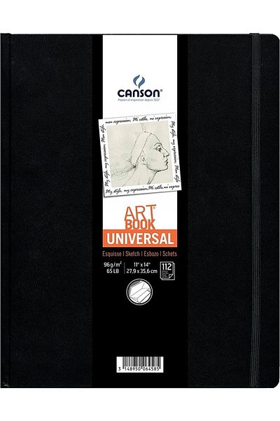 Canson Art Book Universal Hard Cover Elastic Sketch Drawing Notebook 96 Gr27.9x35.6 cm112 Pages