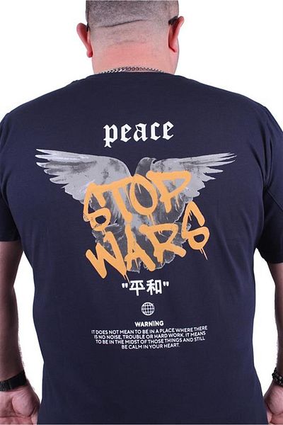 Starbattal Μπλουζάκι με λαιμόκοψη σε μεγάλο μέγεθος Peace 23100 Navy Blue