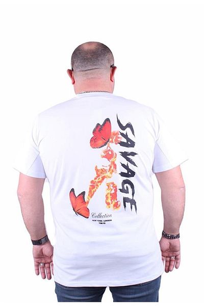 Starbattal Μπλουζάκι με λαιμόκοψη σε μεγάλο μέγεθος Savage 23101 Λευκό