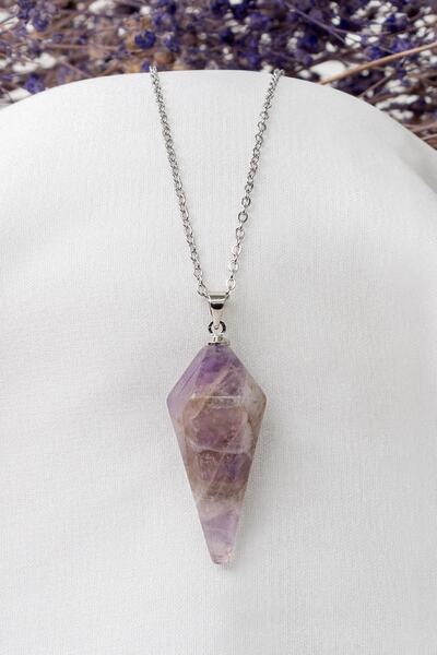 Dünya Doğal Taş Ametist Taşı Kolye