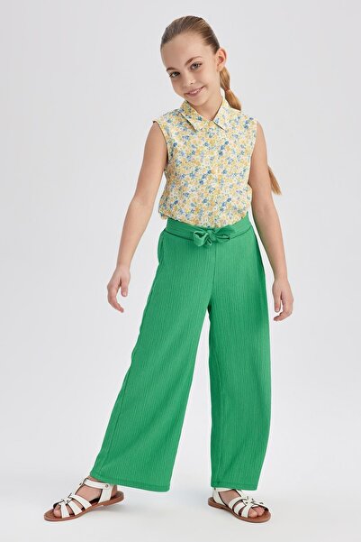 DeFacto Kız Çocuk Wide Leg Krinkıl Kumaş Pantolon Z6112a623sm