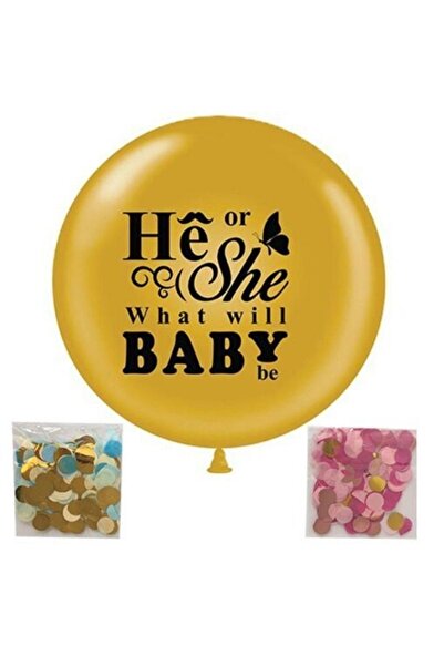 parti sürprizi Cinsiyet Belirleme Partisi Gold Konfetili Balon 1 Adet