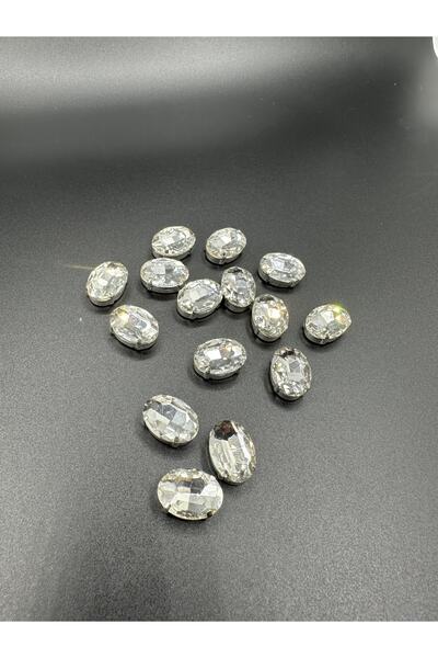 Egem aksesuar 13x18 (1.8 см) овални стъклени камъни с калъф, 10 броя