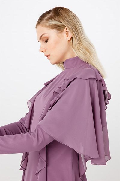 Esswaap Lilac Light Fish Cut Off-the-Shoulder Evening Dress with Stone and Flywheel Combination