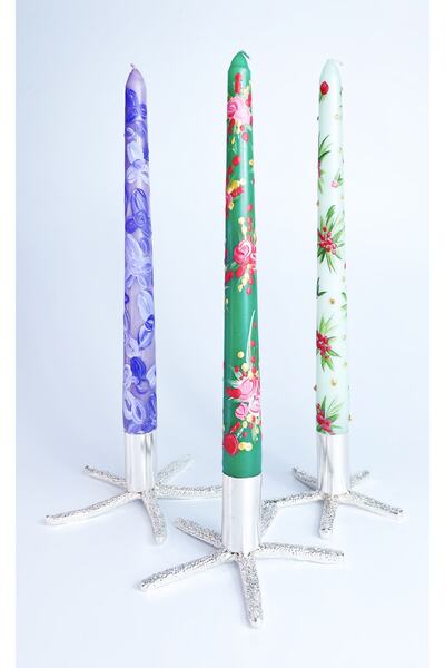 iQey Home Deniz Yıldızı 3'lü Set Şamdan Silver / Dekoratif Mumluk / Paslanmaz...