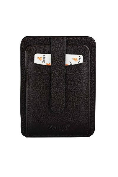 Zenga Black Genuine Leather Card Holder Zenga031