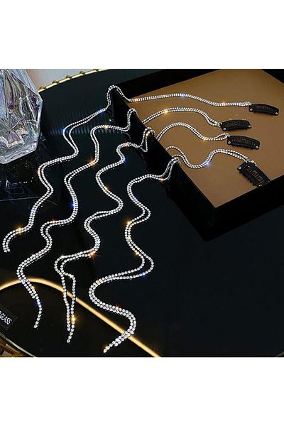 BAHELS Clip pentru extensie de păr cu design special din 4 piese Crystal Stone