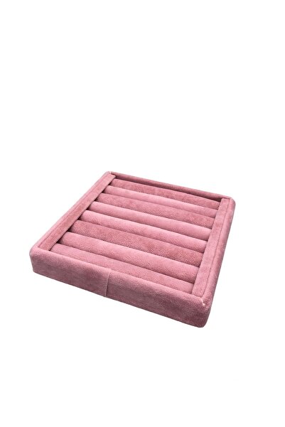 Aydın Decor حامل حلقي وردي محلي صغير الحجم من جلد الغزال (Light Decor)