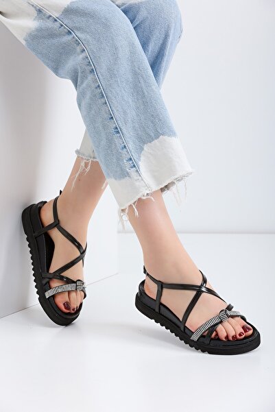 La Limar Плоски черни сандали с клиновидна подметка