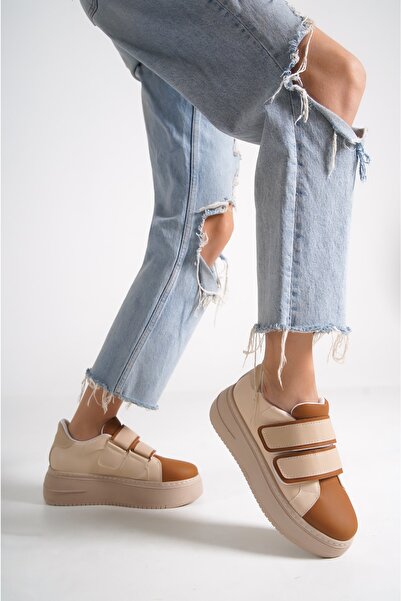 MP Fashion Ortopedická podrážka Venice Tt - Dámské sportovní tenisky bez tkaniček na suchý zip, kůže/hnědá