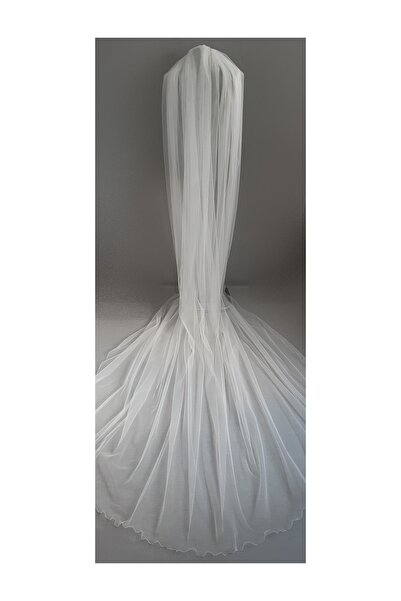Suzanna Moda Kırık Beyaz Renk 3mt Boyunda Duvak Uçları Misinalı Kıvrılmış Sade Hayal Tül Duvak