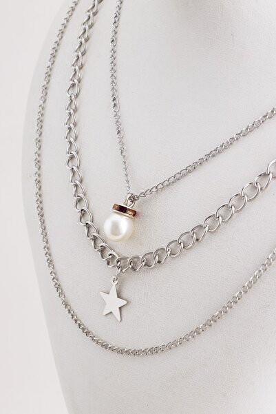 Sortie Aksesuar Inci Ve Yıldız Figürlü Yeni Sezon 3'lü Kombin Kolye 411