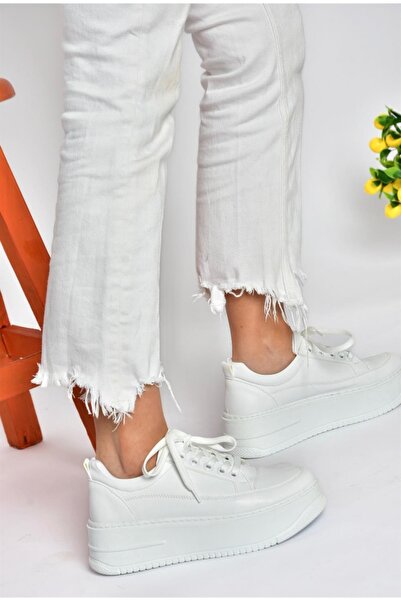 Fox Shoes P274117509 Bílé dámské sportovní boty s vysokou podrážkou tenisky