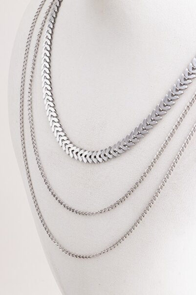 Sortie Aksesuar Balık Sırtı Ok Zincirli Yeni Sezon 3'lü Kombin Kolye 408