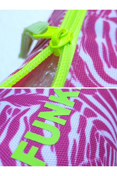 FUNKİTA Makeup Bag, Pencil Bag - Pink Zebra Pattern 23x10