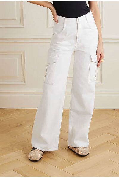 LİMABEL High Waist White Cargo Pocket Jeans 100% Cotton